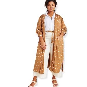 Anthropologie BB DAKOTA Deedra Duster Jacket Polka Dot With Pockets Size 1X